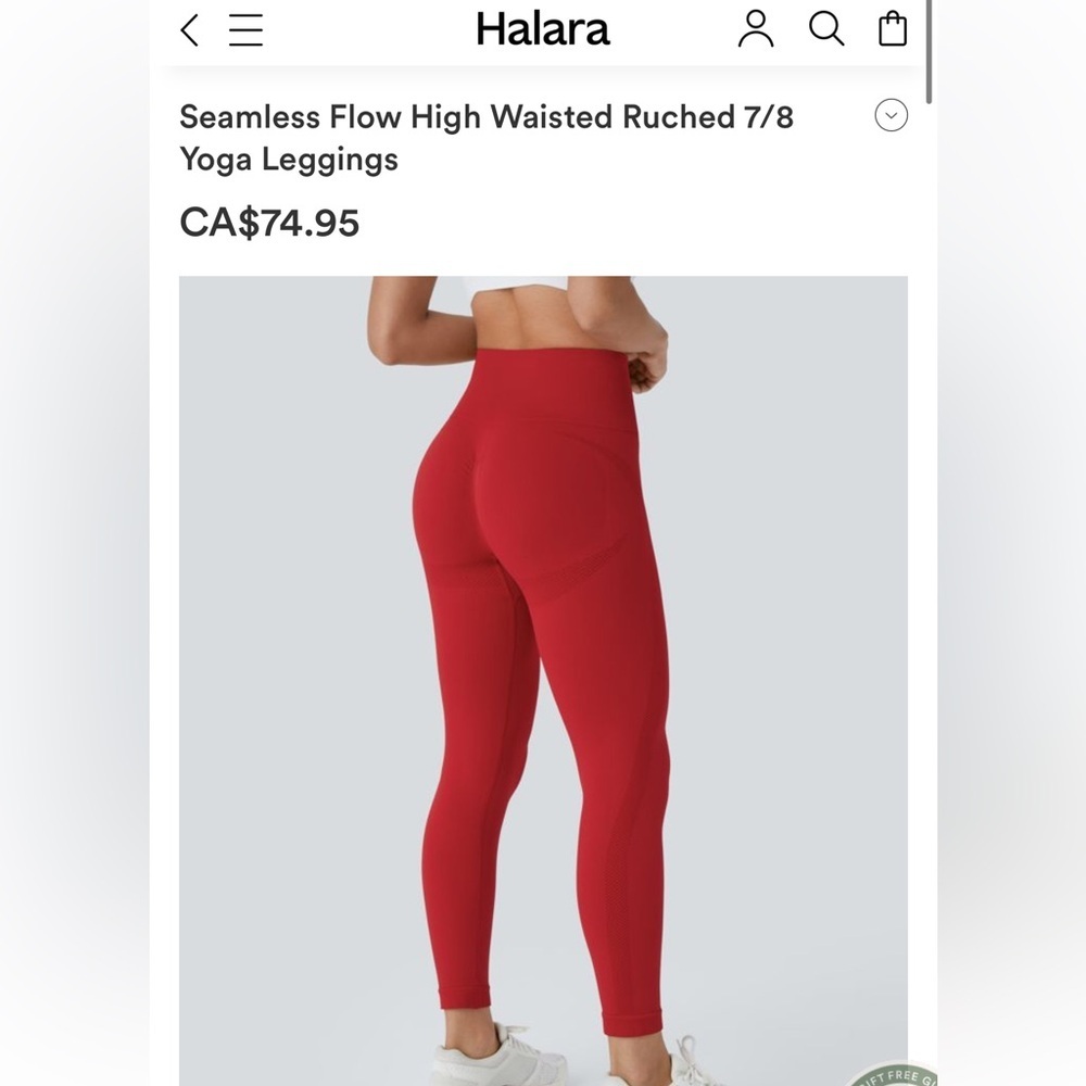 Halara Legging Seamless Flow High Waisted Ruched yoga-red MSRP $68